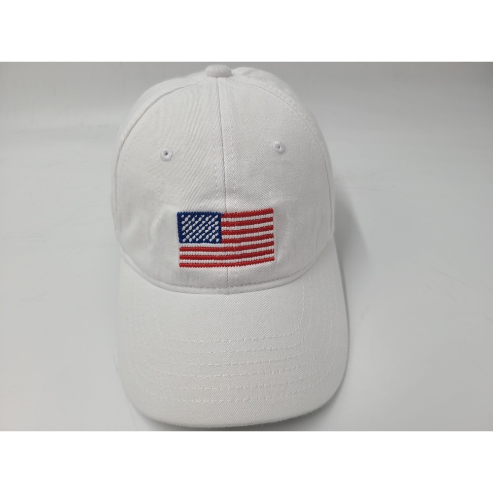 Seaside Harding Lane American Flag Strapback Adjustable Hat Cap Men Women White